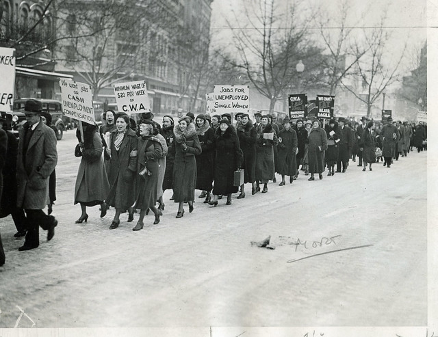 Protest cuts to government job program: 1934