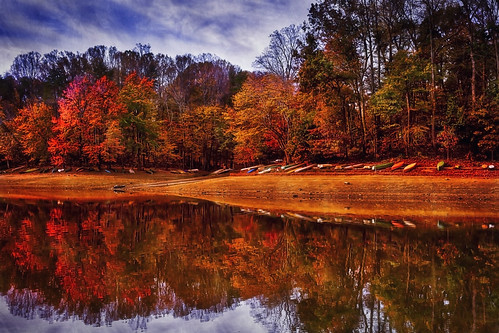 autumn river cove boats reflection fall forest nature outdoors landscape sliderssunday hss watercolor orton