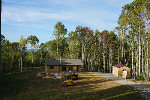 Looking north toward the house and shed