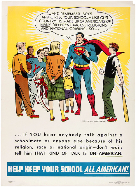 Late 1940s Superman illustration about diversity in the USA