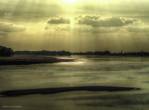 Loire Sunset by Luc V. de Zeeuw, Saint-Mathurin-sur-Loire, Francesunset france reflection water river landscape loire lowwater sandba