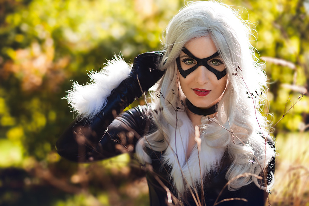 white, black, sexy, cat, silver, costume, model, mask, cosplay, wig, latex,...