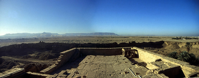Ägypten 1999 Panorama Dach des Hathortempels von Dendera
