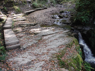 Boardwalk to side of another waterfall on the Nant Llech SWC Walk 280 Henrhyd Falls - Sgwd Henrhyd (Craig y Nos Circular) 