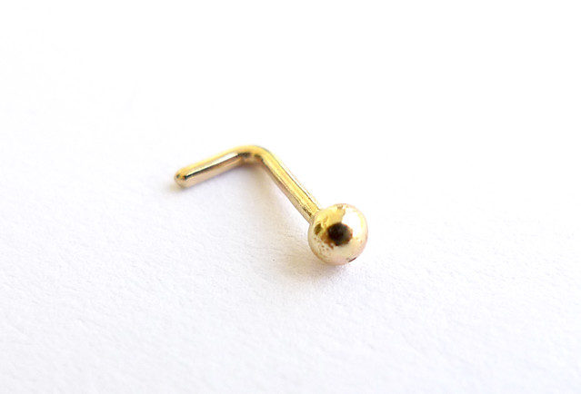 Tiny Ball Nose Stud. 14K Handmade Gold Nose Stud. Recycled Gold.