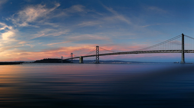 A view on Bay Bridge at sunset