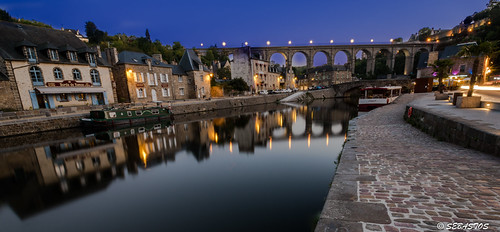 Port de Dinan à la tombée de la nuit by sebastos35, Port of Dinan in the nightsunset pose soleil nikon brittany exposure coucher bretagne reflet tamron 