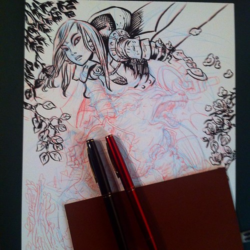 Early morning inks before #church #drawing #redpencil #redridinghood #wolf #fantasy #makecomics #comics #calgaryexpo #edmontonexpo #ggeraldgarcia #garseeya #yyc #kuretake #brushpen #ink | by GarSeeYa