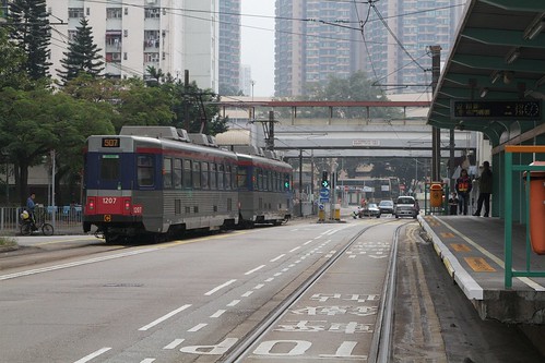 MTR Phase II LRV 1089 and trailer 1207 on route 507 at Tai Hing North