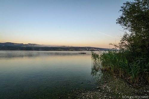 lake water sunrise landscape dawn lights switzerland zurich platform land greifensee nikond7100