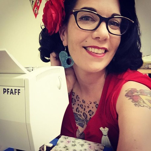 Just keep sewing. #sewing #vintagegal #vintagestyle #pinupstyle #girlswithink | by She Knits in Pearls