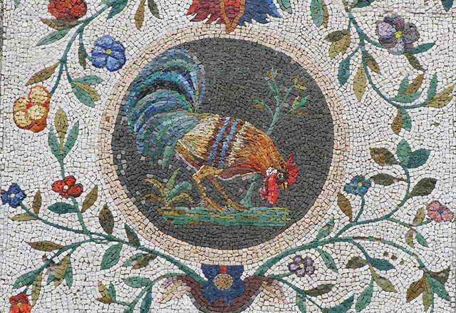 cock mosaic - Vatican gardens, Rome
