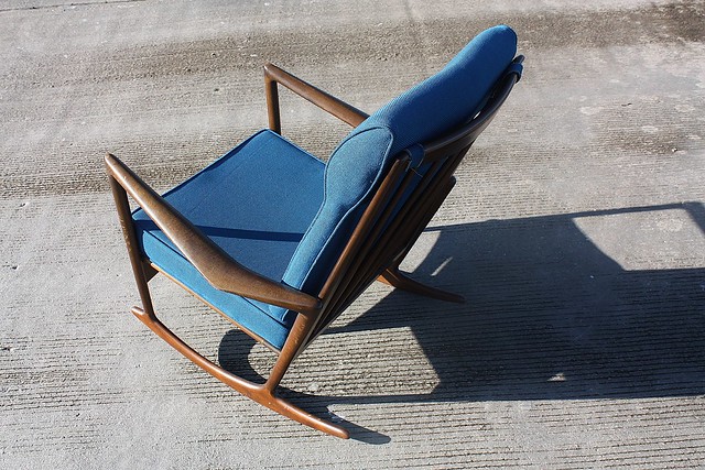 Inspiring Ib Kofod Larsen Danish Midcentury Modern Rocking Chair for Selig (Denmark, 1960s)