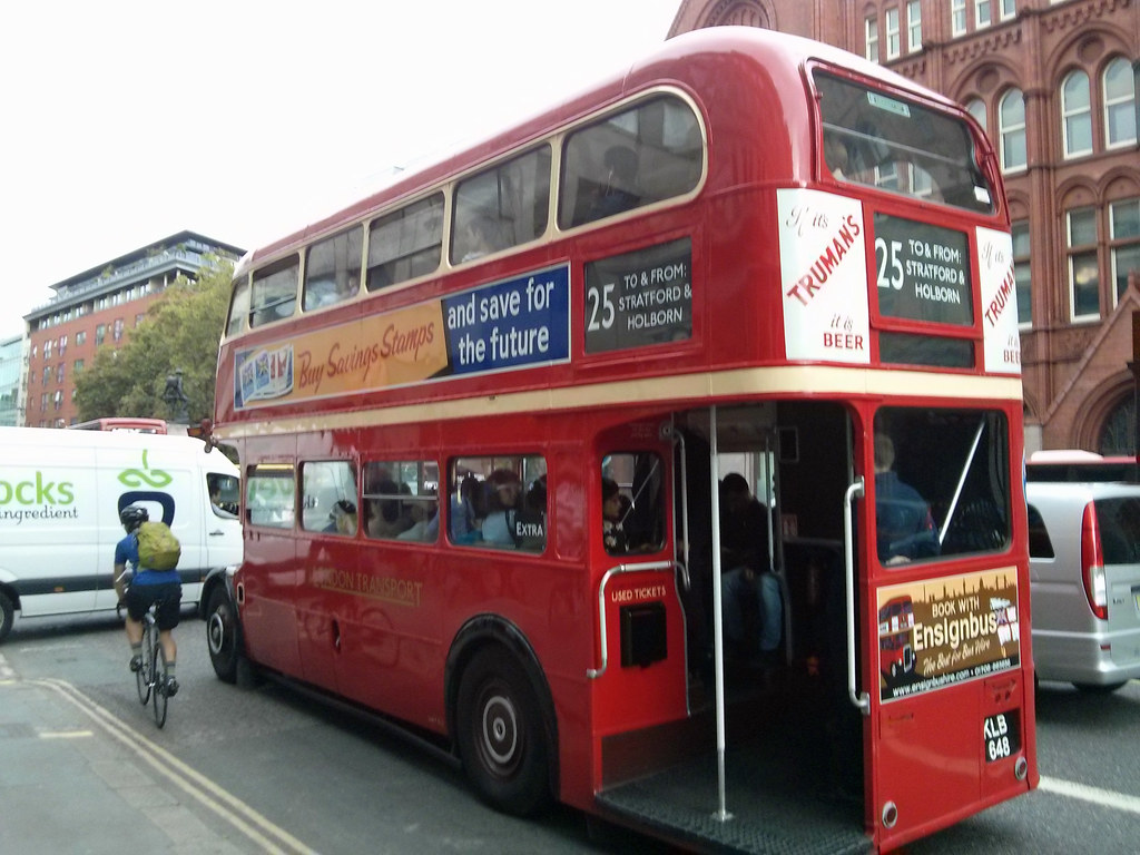 Vintage buses return to the streets of London during a recent tube strike