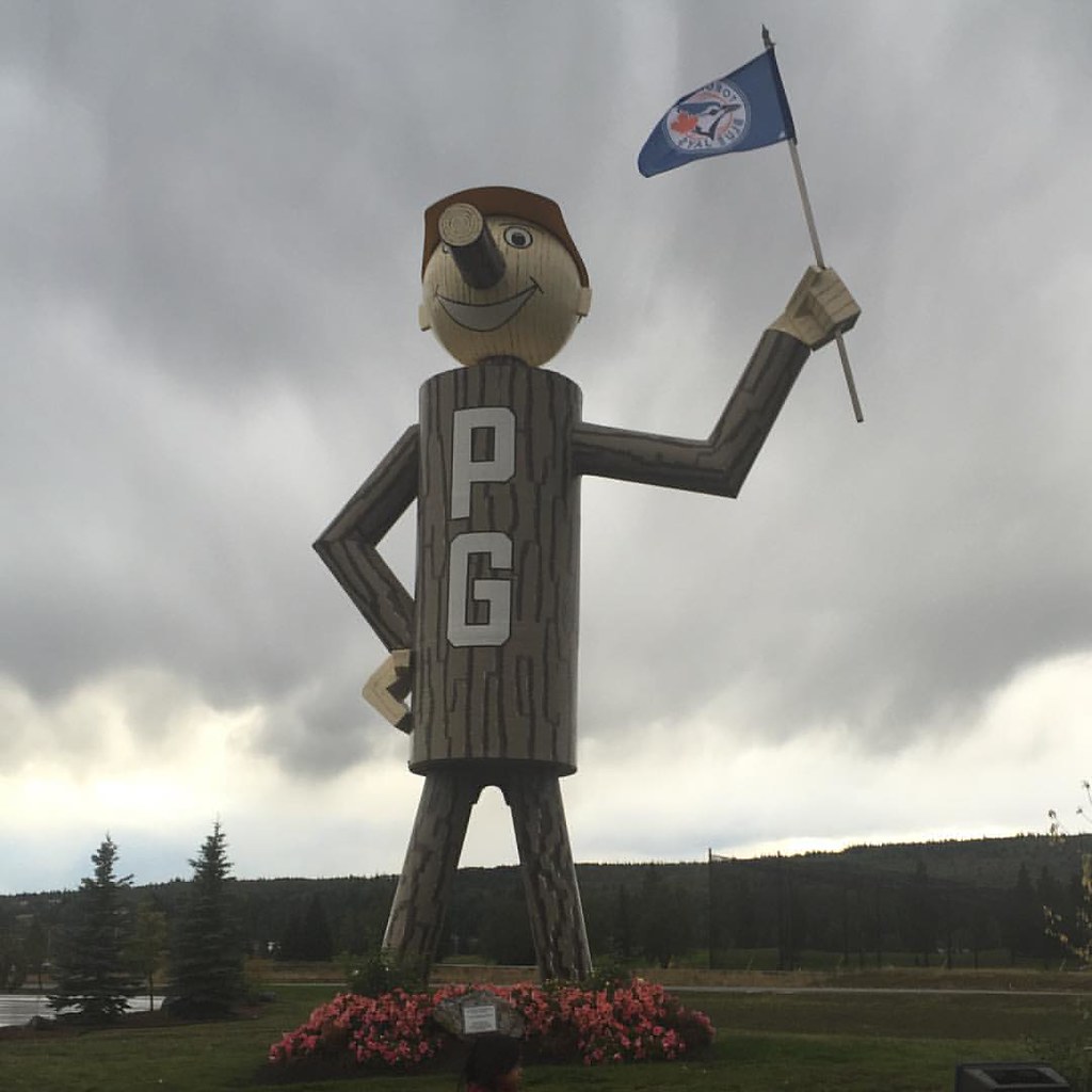 The iconic Mr PG welcoming people to Prince George!! #TakeOnPG #TourismPG #PrinceGeorge #MrPG