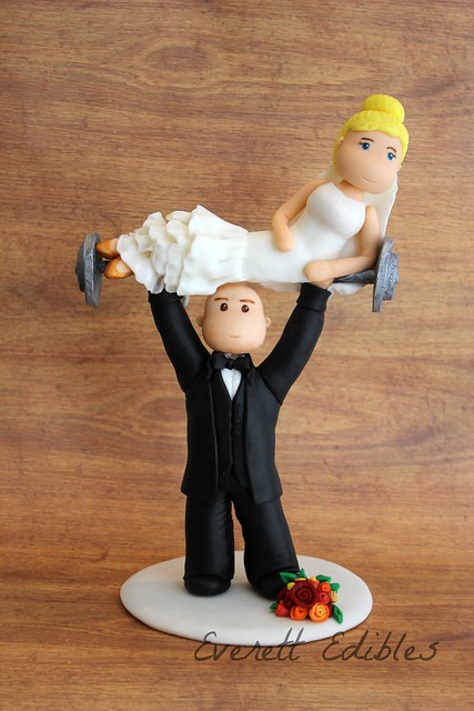 Wedding Cake Topper - Bride and Groom Weightlifting