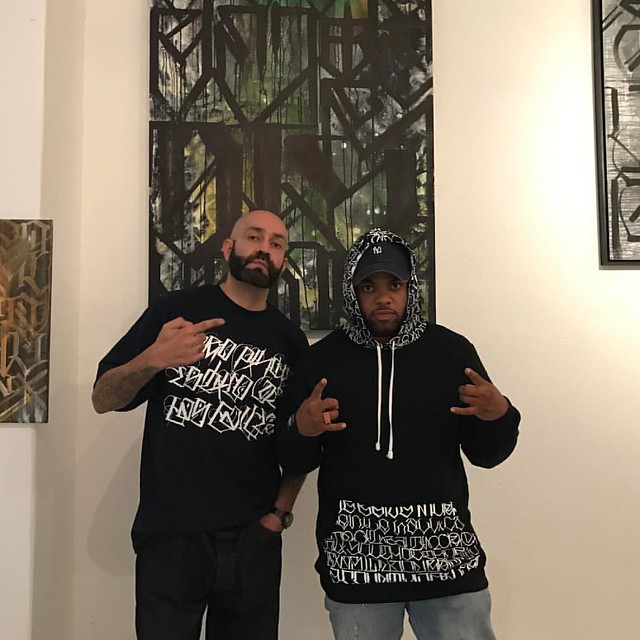 Hanging with the Homie @tjmizell In the Gallery Yesterday... #letterstoliveby #gallery #losangeles #ComplicatedHoodShit #LikeBigSleepsLettering  Thanks For The Visit @tjmizell 🙏
