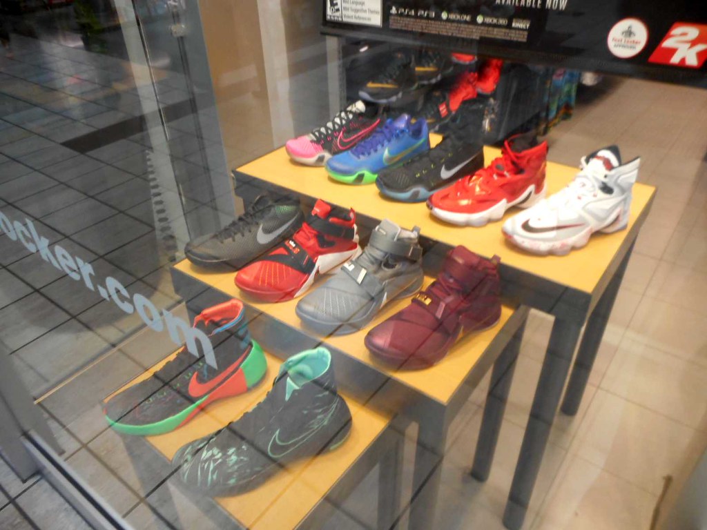Nike shoe display at Footlocker at 