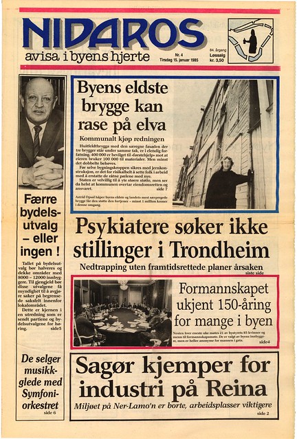 Nidaros - avisa i byens hjerte / Forside (1985)