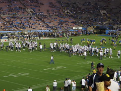 Teams Warming Up at Rose Bowl Prior to BYU-UCLA Game, Pasadena, California