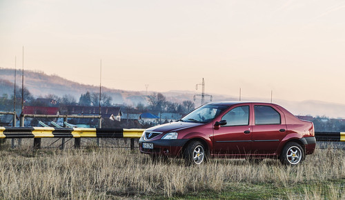 Dacia by Calin Sirbu, shooting uzina albesti nature romania arges sunset light outdoor suit car pointing vsco dacia logan