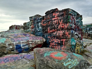 Graffiti-covered stones at High Rock