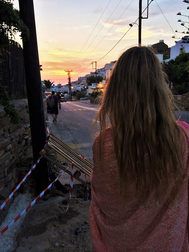 street sunset woman lines hair power watching silk greece blonde shawl ios wavy patterned barricaded