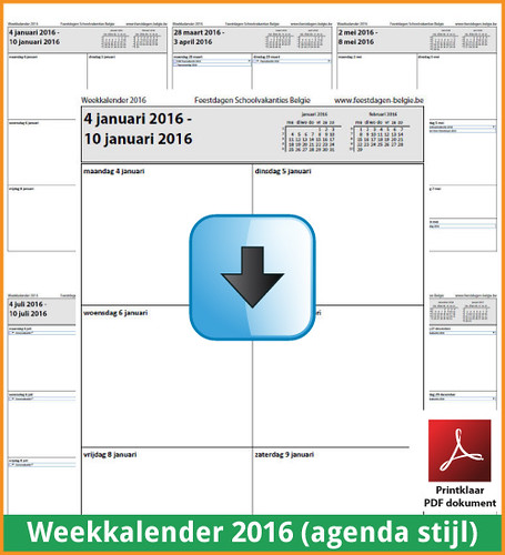 Piket Beperkingen vloeistof Gratis weekkalender 2016 met de Belgie feestdagen en schoo… | Flickr