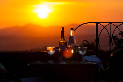 sunset sky italy dinner table restaurant twilight europe bottles dusk romantic umbria 200mm ef70200mmf4lusm canoneos5dmarkii ifttt