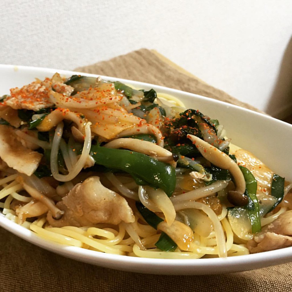 謎料理チャレンジ サンマーメンパスタ 謎料理 酢かけてうますぎ 野菜摂取 あまりもの サンマーメンパスタ Flickr