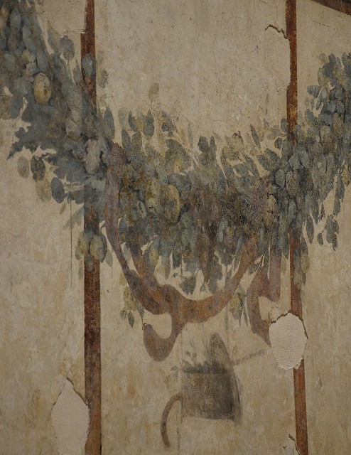 The right-hand room of the House of Livia, characterized by luxuriant festoons and garlands of fruits, flowers, branches and leaves, House of Livia, Palatine Hill, Rome