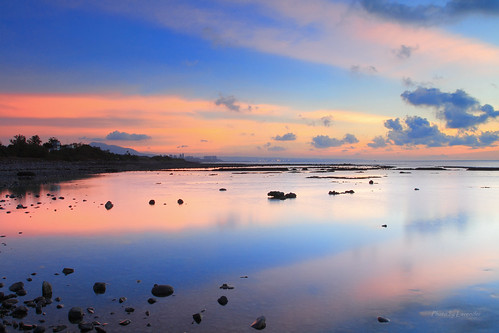 夕陽 六塊厝 屯山 淡水 新北市 台灣 taiwan sunset bluehour reflection