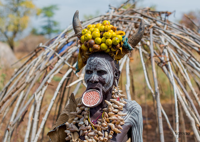 Mursi woman with a lip plate. Omo valley - Ethiopia