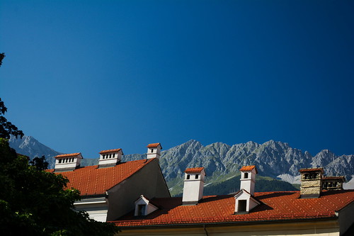 blue roof chimney sky house mountain building landscape austria view innsbruck nordkette nikond7100