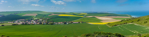 Panoramic from the cap blanc nez- Pas de Calais - France by Doc Mat, On the GR120 hiking. In North of the France.ocean sea mer seascape landscape hiking rando champs pan