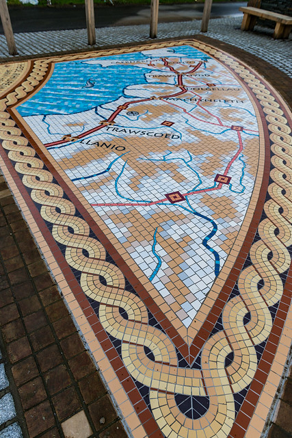 Mosaic showing Roman roads, Banwen (near Seven Sisters), in Neath Port Talbot, South Wales