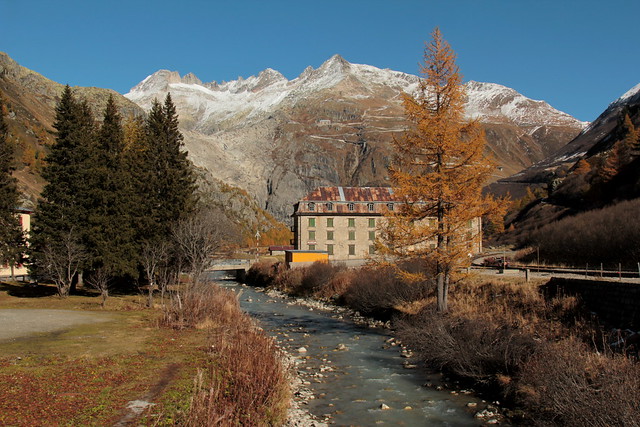 Rotten - Rhône bei Gletsch am Furka - Pass - Fukapass in Gletsch in den Alpen - Alps im Kanton Wallis - Valais der Schweiz