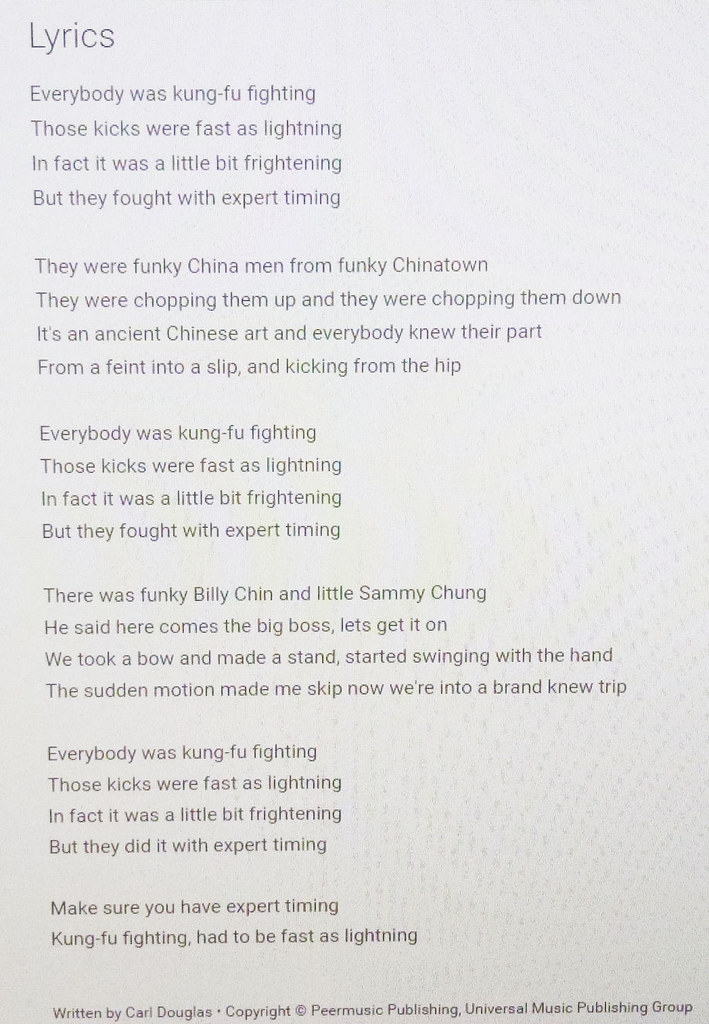 kung fu fighting lyrics｜TikTok Search
