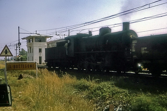 Steam loco at Il Bottegone nr. Pisa, Italy. July 1973