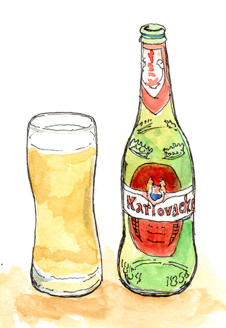 August 22nd: Karlovacko beer, Caffe Trogir in Trogir, Croatia