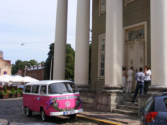 Pink VW wedding, Riga.