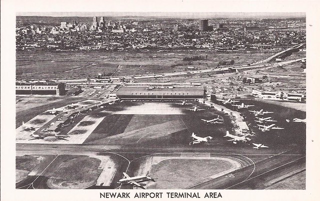 Newark Airport (EWR) postcard (aerial view) - circa 1950's