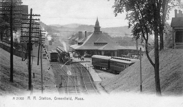 Postcard view of Greenfield, Mass. station, c1901