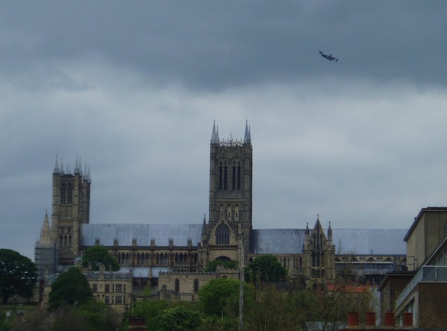 PA474 Avro Lancaster 'City of Lincoln' flys over Lincoln Cathedral