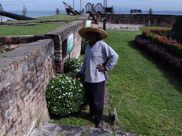 The gardener at Kota (Fort) Cornwallis, by the west wall.