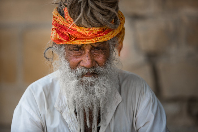 Inde: Rajasthan, le saddhu de jaisalmer.