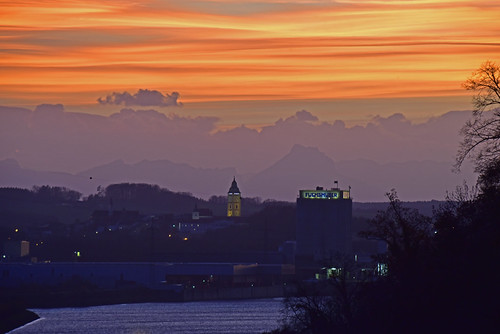 evening 15.11.2015 by staretschek, View from my appartement in Mauthausen. hafen traunstein donau enns ennserhafen