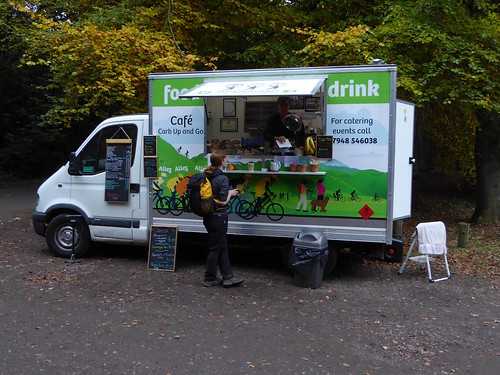Pop-up cafe in car park in paragraph 67 Guildford to Horsley walk