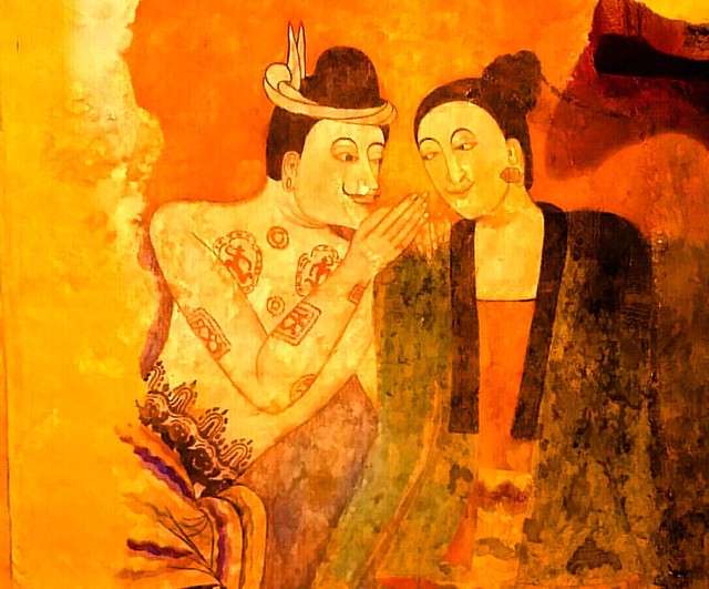 ภาพวาดโบราณ สี่ร้อยกว่าปี ที่วัดภูมินทร์ ที่แสนโรแมนติกของเมืองนันทบุรี หรือเมืองน่าน เราจะพบภาพวาดจำลองปู่ม่าน ย่าม่าน ทั้งเมือง Whisper of love The famous romantic painting more than 400 years old in Phumin tempke. Nan province Thailand #nan