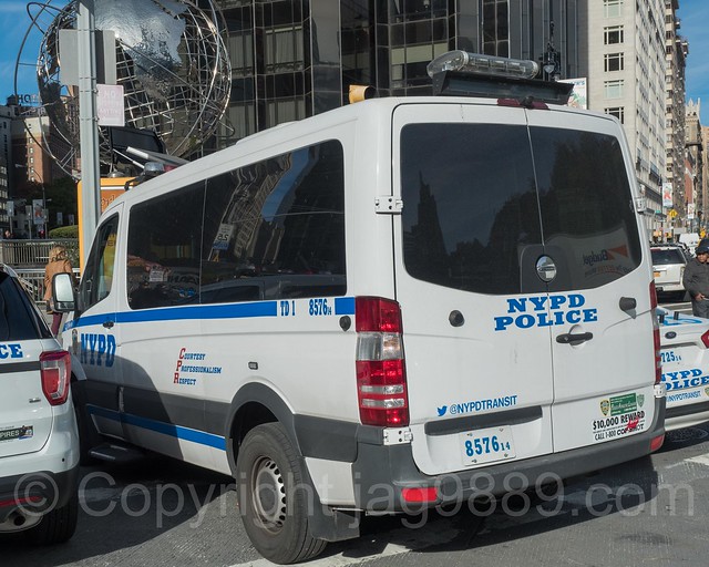 NYPD Transit District 1 Police Van, Columbus Circle, New York City